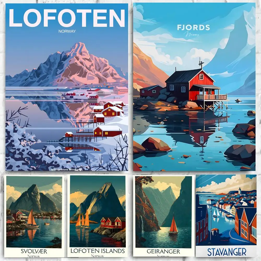 Landscape Norway Fjord Poster High-quality wall art posters, suitable for home offices, bedrooms, and living rooms.
