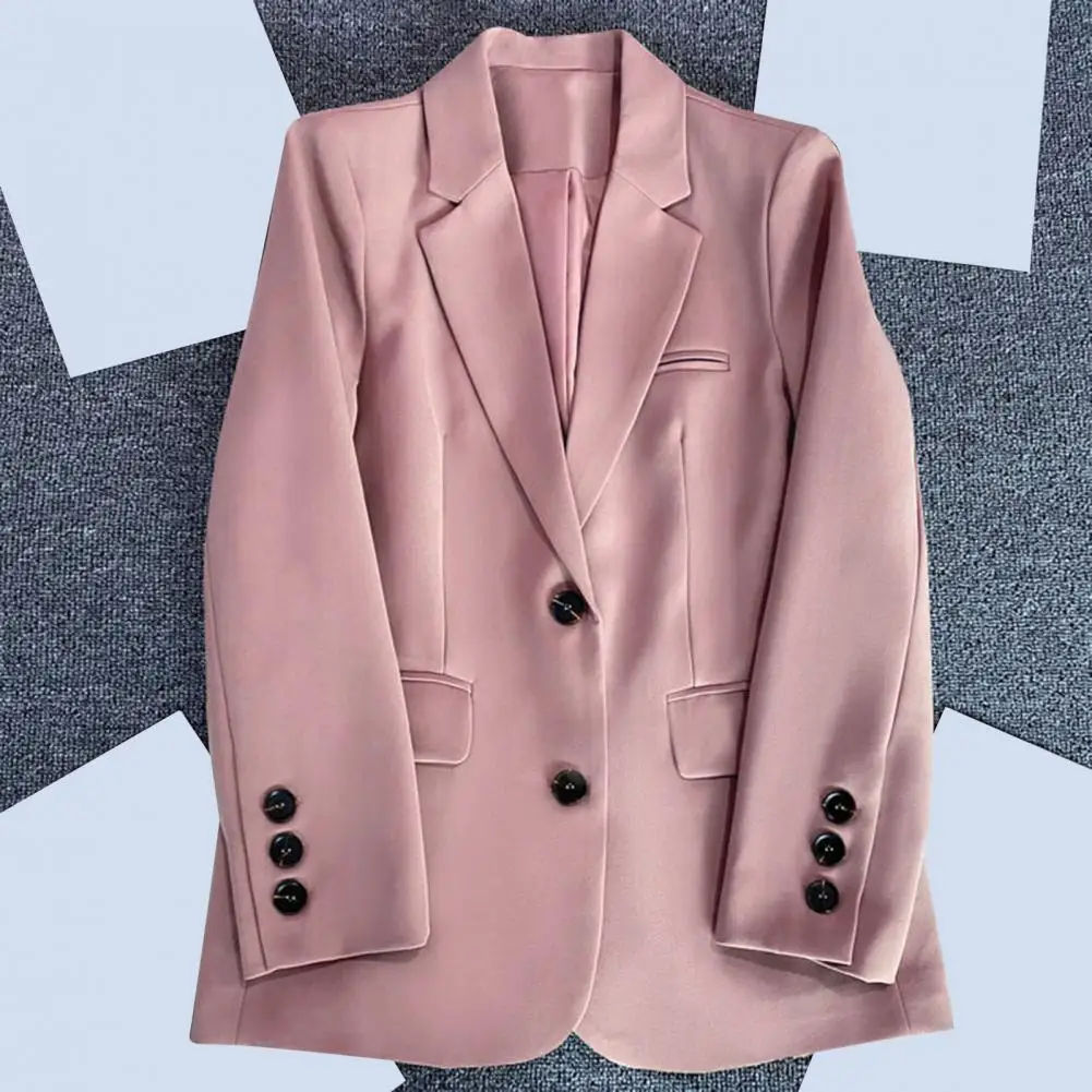 korean Fashion Women Blazer Jacket Long Sleeve Office Lady Streetwear Solid Color Single Button Short Suit Coat Business Blazer