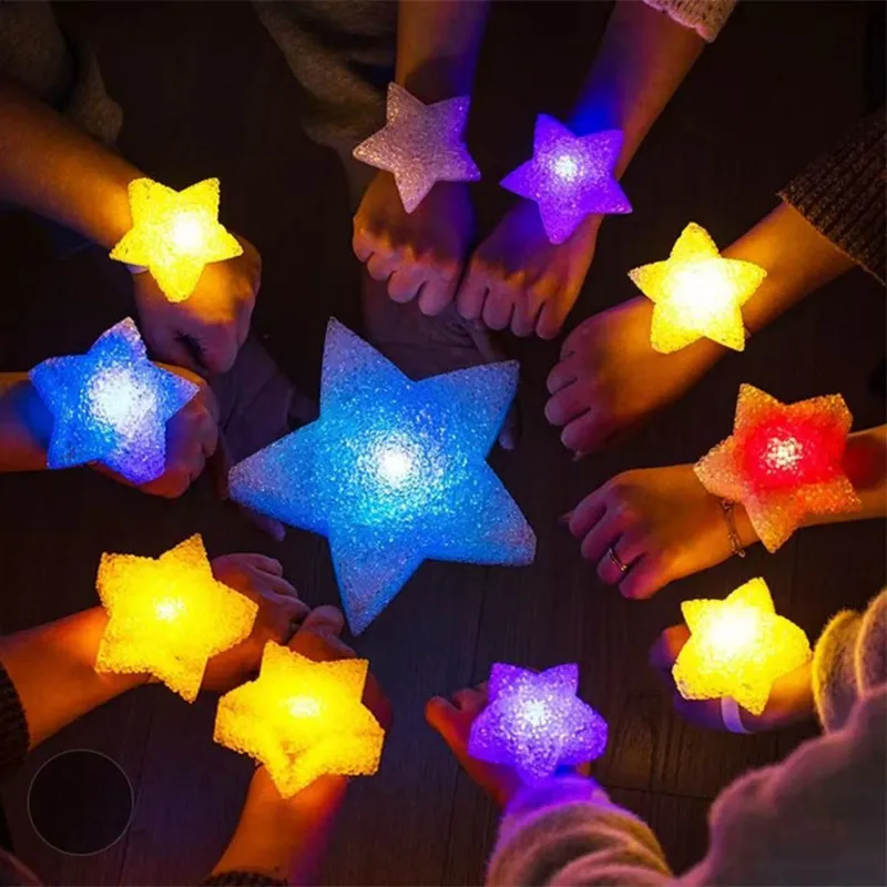 12Pcs Led Cute Star Shape Anti-slip Band Light Lamp Acrylic Children Kids Dance Performance Prop Stage  Performance Decoration