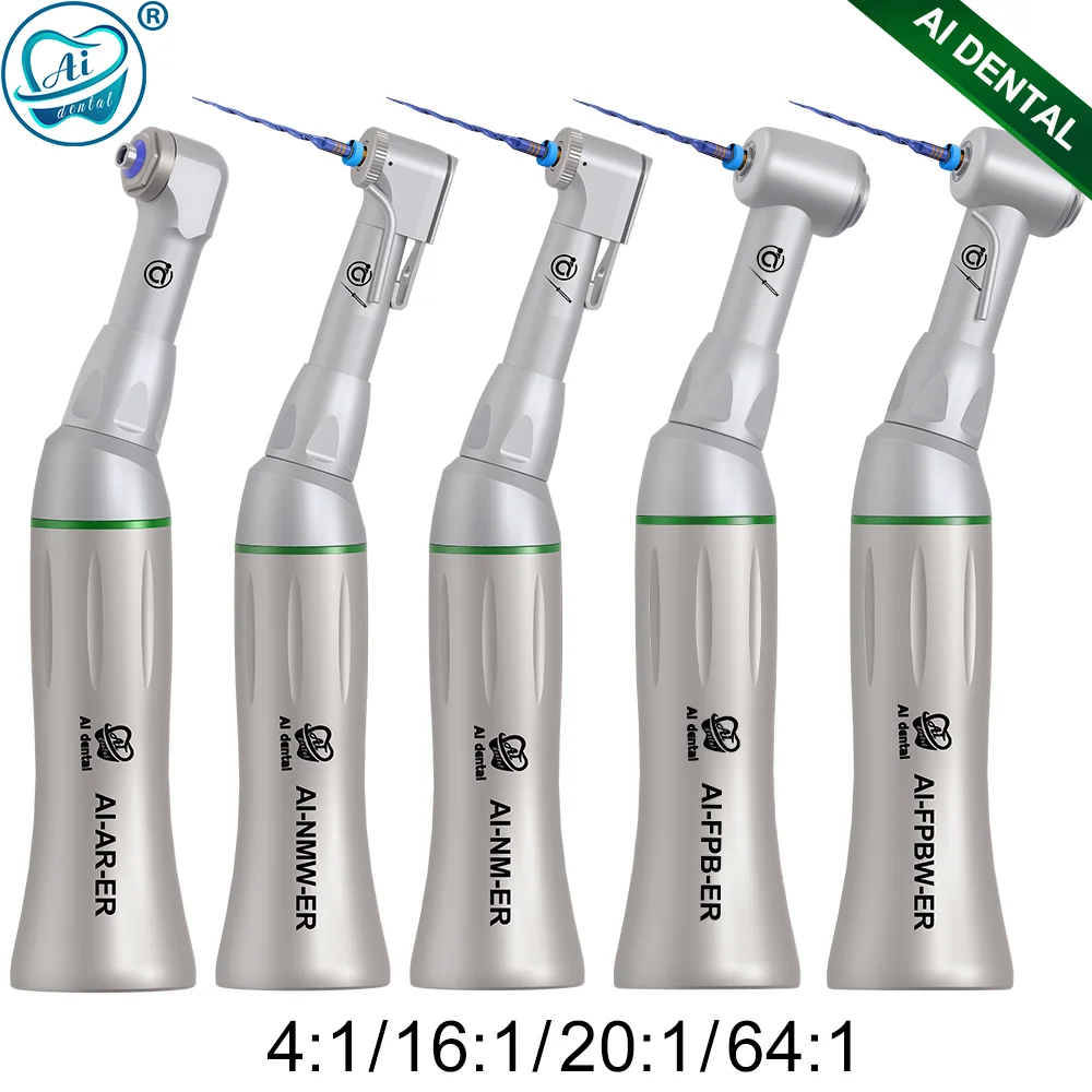 

AI-ER Series Handpieces 4:1/16:1/20:1/64:1 Reduction Endodontic Contra-angles ISO E-Type External Water Mini Head 360° Rotation