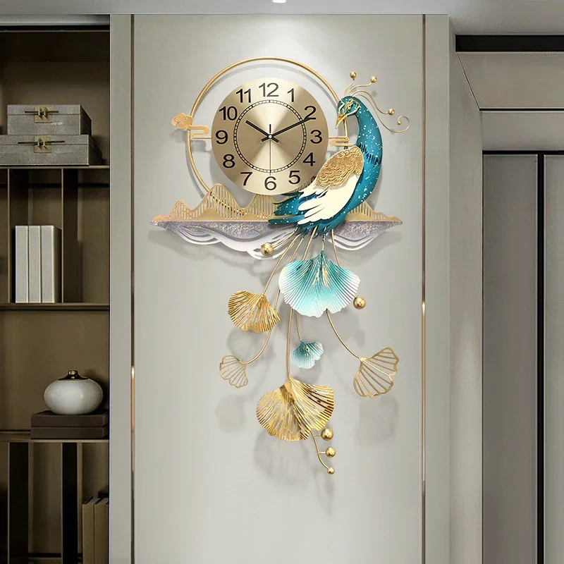 Nordic Peacock Wall Watch Living Room Mural Luxury Interior Aesthetic Aesthetic Kitchen Clock Wall Reloj Pared Home Decoration