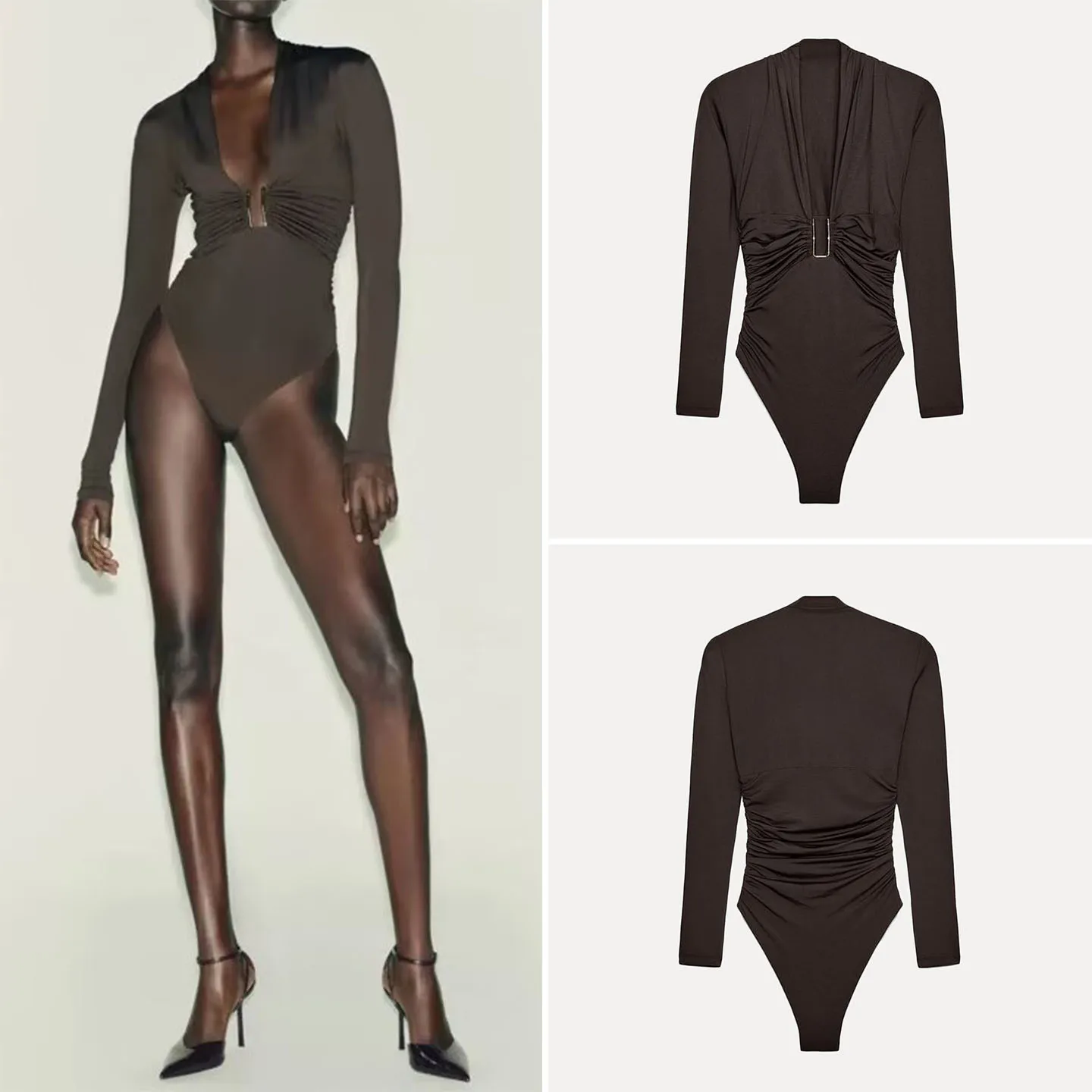 

Faionable Women's All-Match Pleated Jumpsuit High Waist Long Pants Straight Cut Commute Sle Autumn 2025 Z Brand