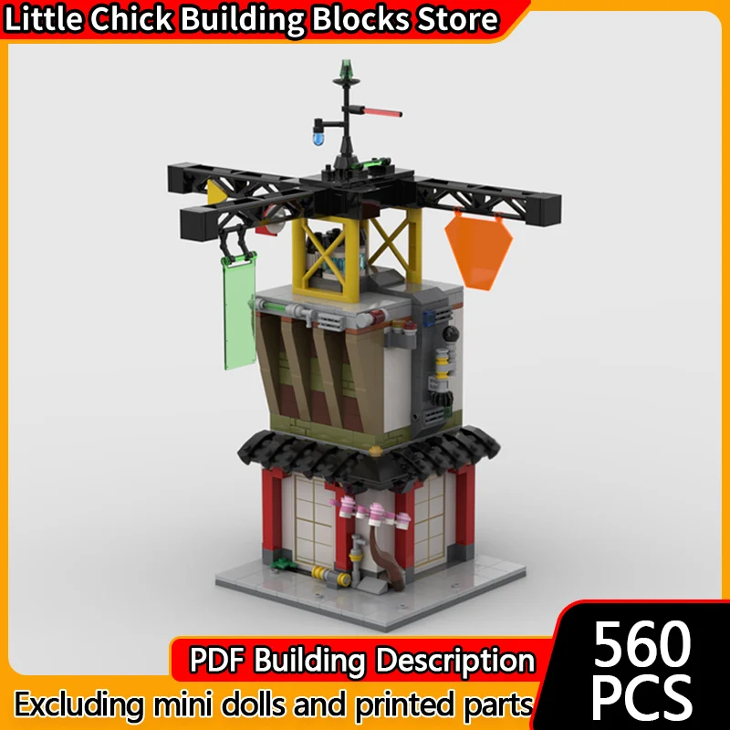 

Street View Model MOC Building Bricks Tea House And Power Station Modular Technology Children Holiday Gifts Assemble Toys Suit