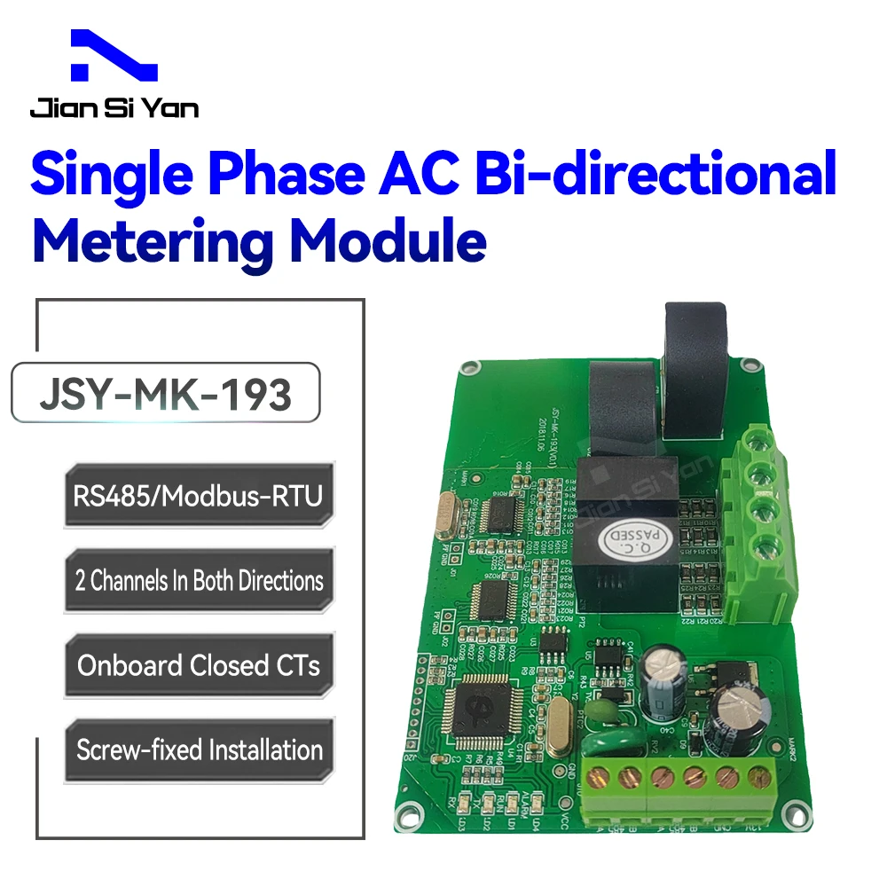 JSY-MK-193 50A Single Phase AC Metering Module RS-485 Modbus-RTU 2 Channels In Both Directions