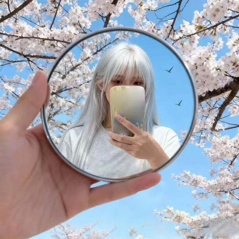 Travel Photo Mini Round Mirror Reflective Mirror Spherical Mirror Portable Wide-angle Lens Handheld Photo Props Selfie Accessor