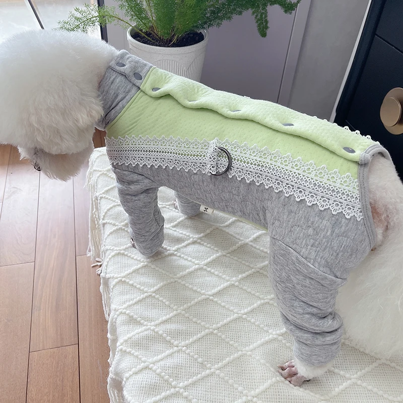 Pet Dog Jumpsuit Warm Thicken Pure Cotton Puppy Clothes High Neck Pajamas Protect Belly Overalls For Small Dogs Chihuahua Poodle