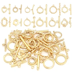2-5Sets Gold color Stainless Steel OT Toggle Clasps Clasps Love Heart Necklace Bracelet Buckle Connectors for Jewelry Making DIY