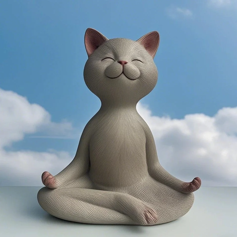 

Yoga Cat Figurine Creative Cute Laughing Cat Statue Whimsical Yoga Cat Resin Cat Decor Funny Stretching Kitty Statue Design Cat