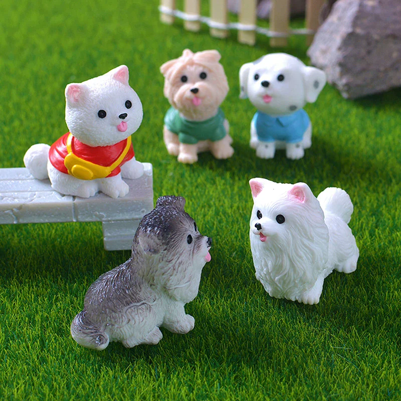 1pcs Figurine Miniature Dog S Miniature Terrarium Crafts Realistic Animals Dogs for Diy Micro Landscape Fairy Garden Accessories