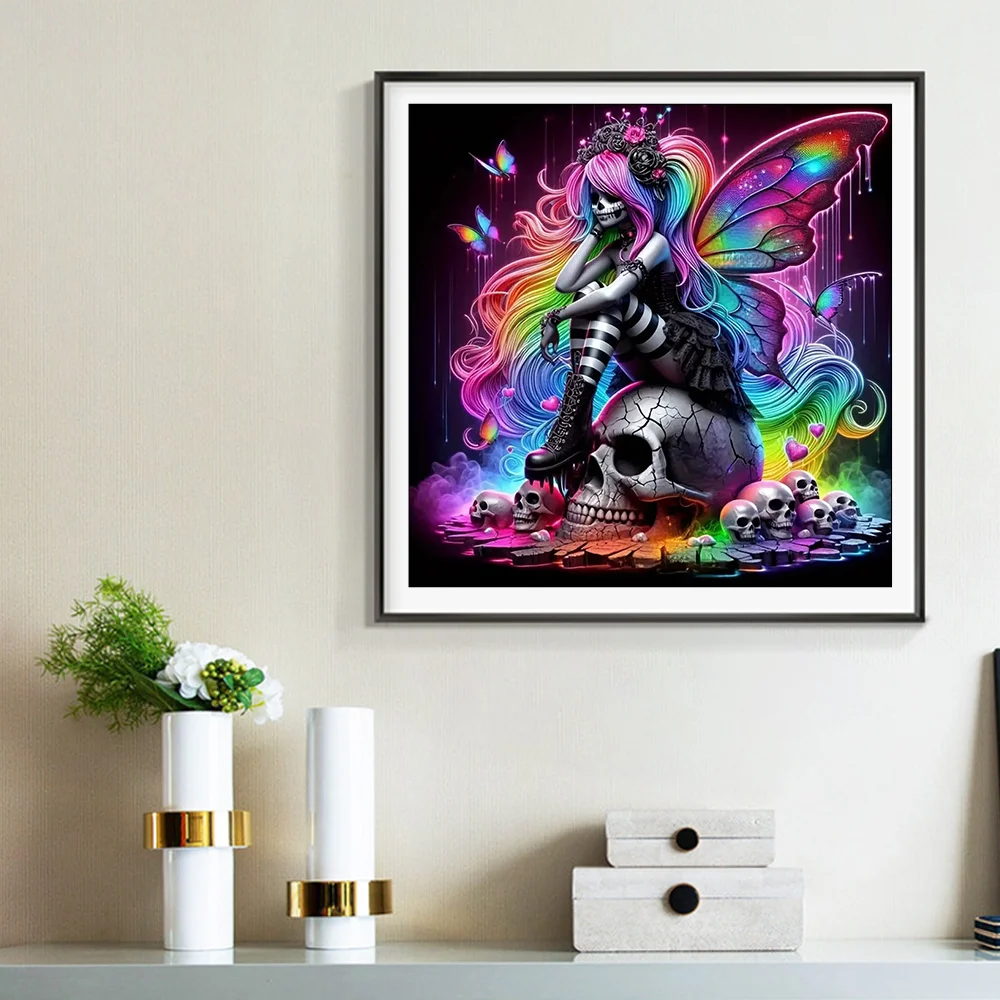 Evershine Full Round 5D DIY Diamond Mosaic Girl Portrait Diamond Painting Skull Picture Of Rhinestones Handmade Hobby