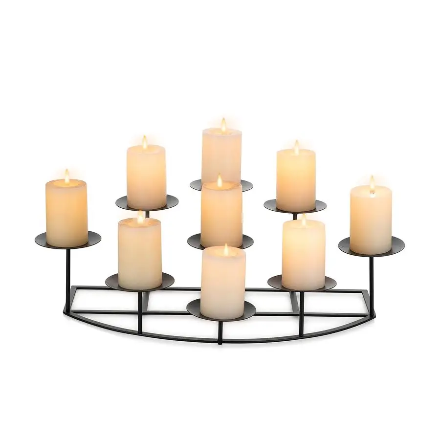 

Подсвечник для камина, черный металлический, для столбчатых свечей, для декора внутри камина, на пол, для стола, центральное украшение