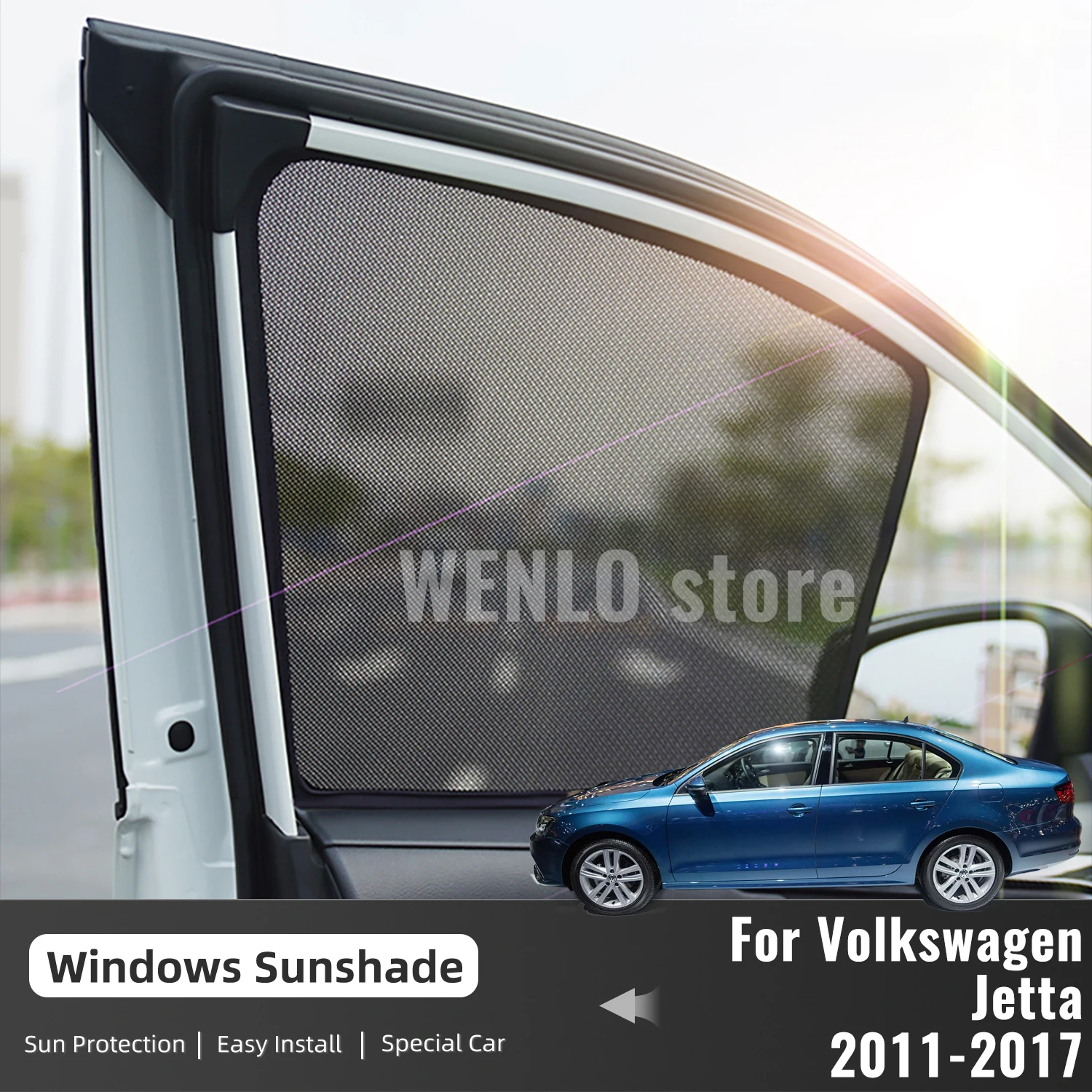 

For Volkswagen VW Jetta VA3 2011-2017 Side Window Sun Shade Visor Magnetic Car Sunshade Front Rear Windshield Curtains Shield