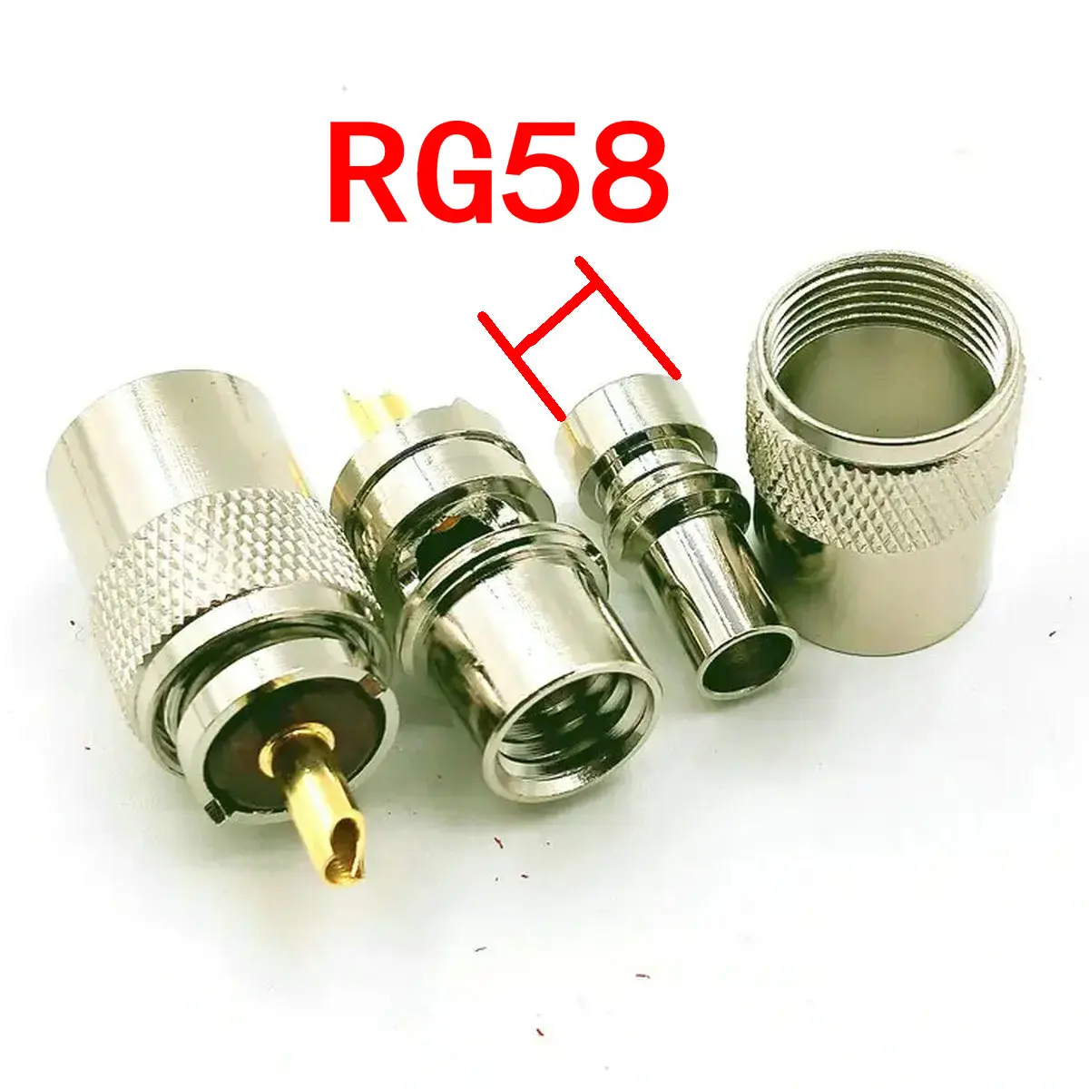 50PCS brass UHF PL-259 Male Solder RF Connector Plug For RG58/RG59 Coaxial Coax Cable