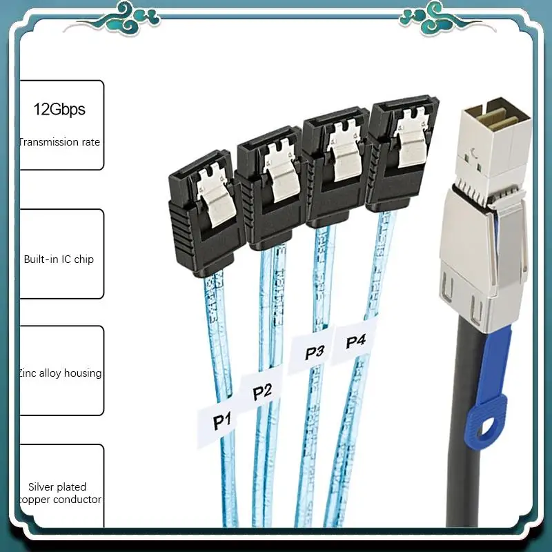 

ABSK-Mini SAS HD SFF-8644 To 4 X SATA 7Pin Hard Disk Cable 12Gbps Server External Hard Disk High-Speed Cable 3.33TF/1M