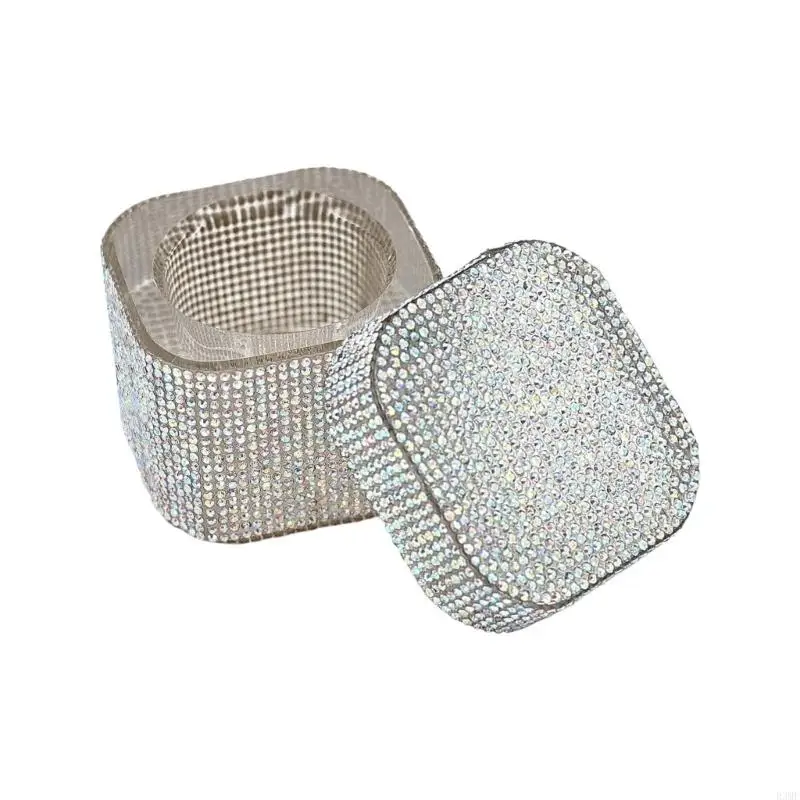 R3MF Stijlvolle acryl nagelschotel met strassdecoratie Dappenschotel manicure houder voor vloeistofonderhoud en weergave