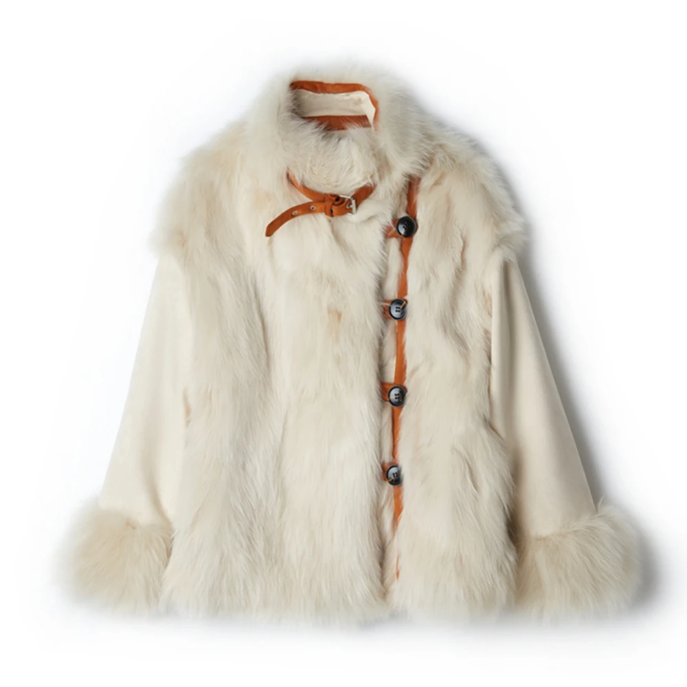 

Winter New Fox Fur Fur Coat Women's Mid-Length Stand Collar Two-Sided Wear Fur One Parka Coat