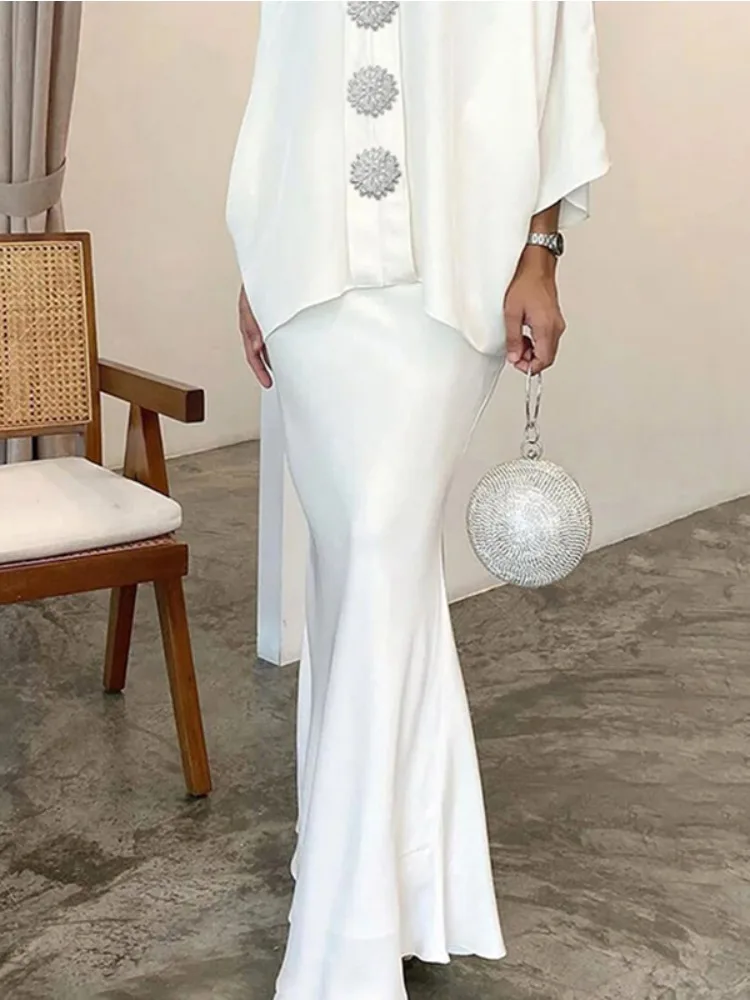 

Onecozyday Women's Solid White Matching Skirt 2025 New High Waist Slim Fit Wrap Skirt Eleant Party Wear Long Skirts