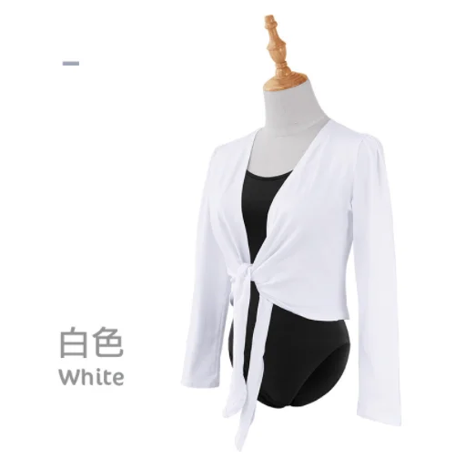 1pcs/lot Women Long Sleeve Shirt Ballet Dance Tops Tie Up Ballet training Ladies  Casual Dancing costumes