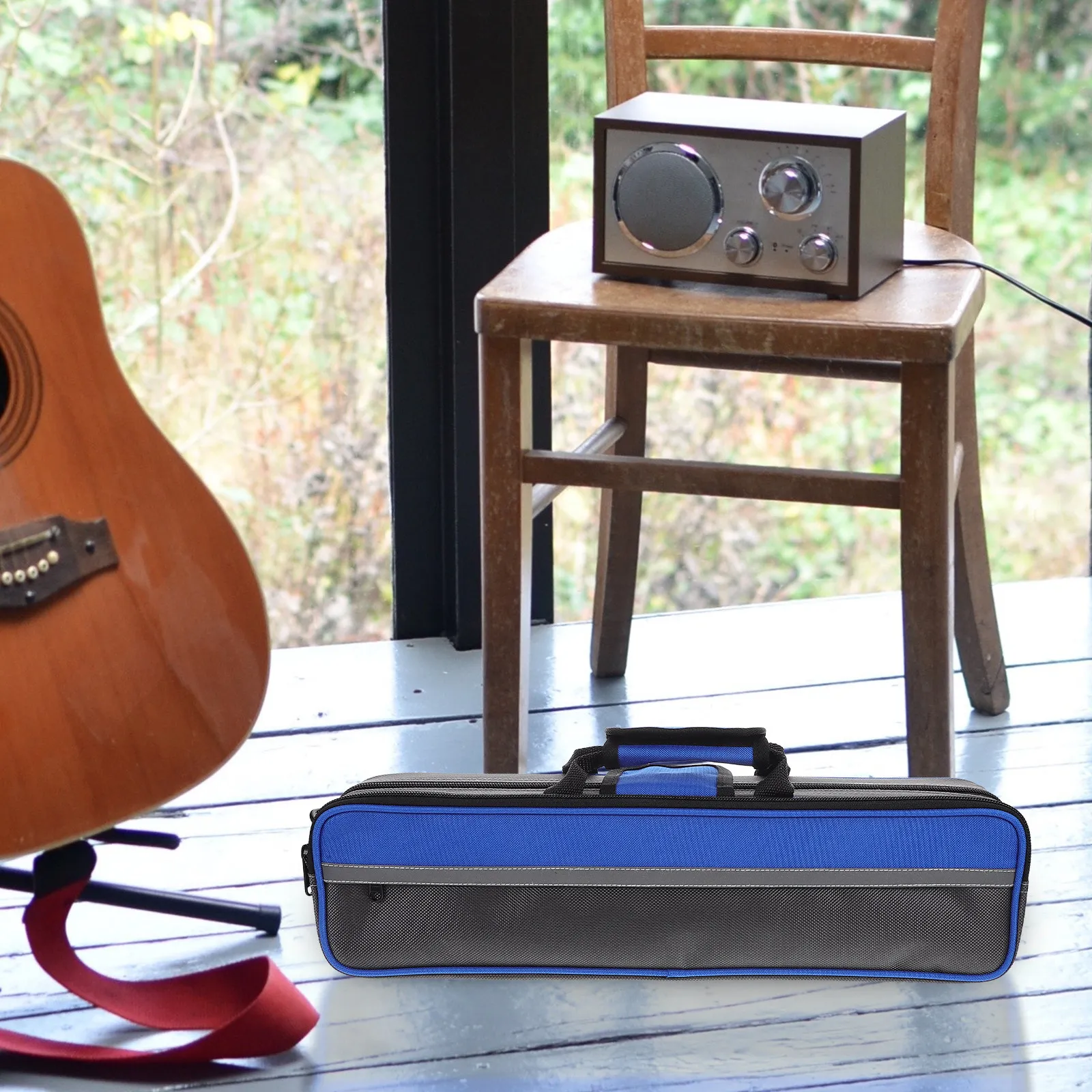 

Чехол для флейты, легкая холщовая сумка для переноски с плечевым ремнем, надежная конструкция на 17 отверстий, быстрый доступ, вместительное хранилище для музыкантов