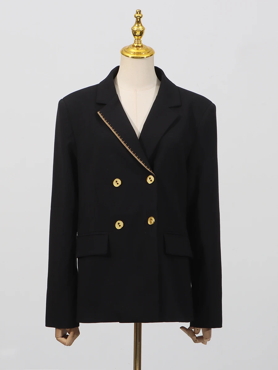 VGH フレンチスタイルヴィンテージスリミングソリッドブレザー女性のためのラペル長袖スプライスボタン気質コート女性のファッション新