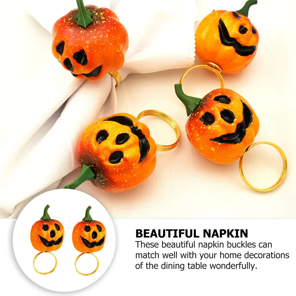 

4Pcs Pumpkin Napkin Buckle Orange Creative Halloween Party Decorative Napkin Ring Chic Table Dining Decor Halloween Supplies