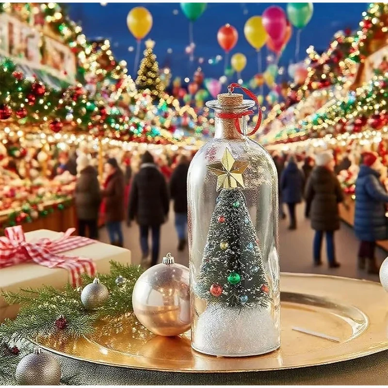 Weihnachtsbaum-Segenflasche Vintage Glas Schneeszene Ornament Kreative Weihnachts-Tischdekoration Festliches Partygeschenk – Detail 9