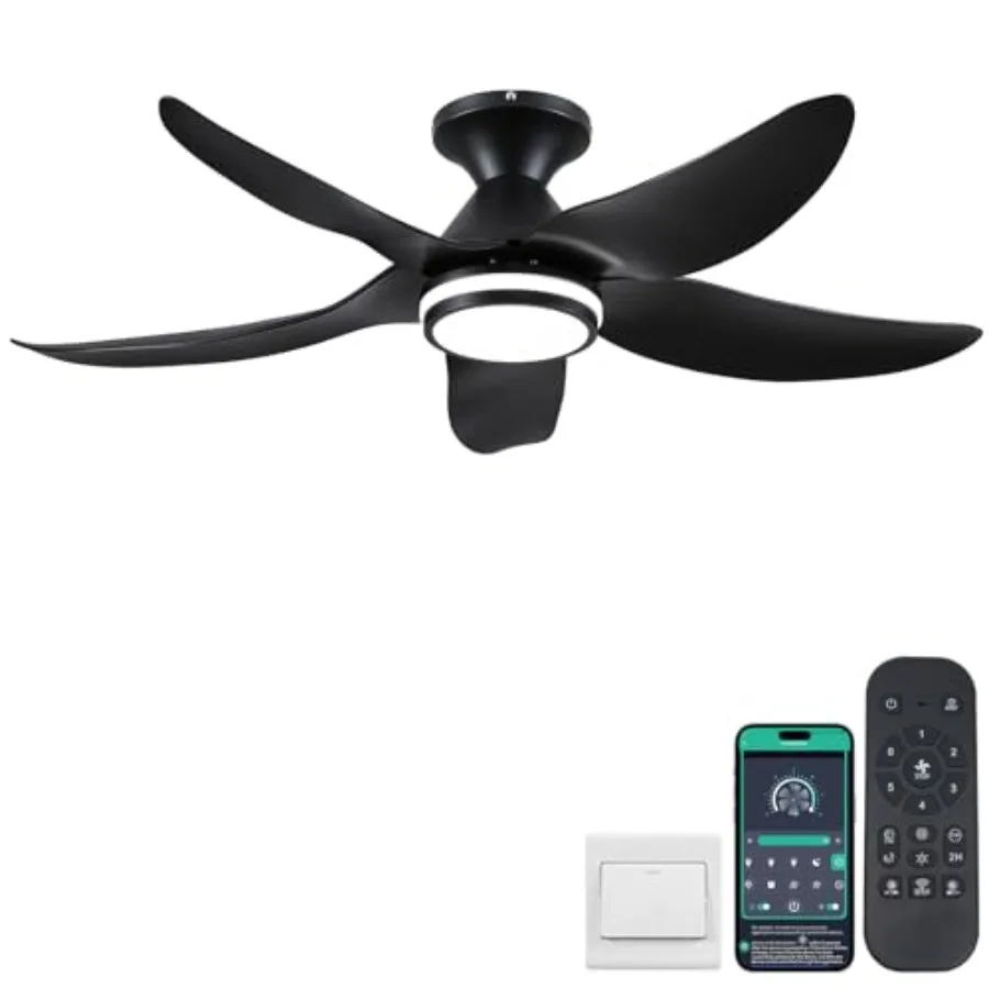 ch Ceilg Fans with Lights and Remote/APP Control Modern Flush Mount Ceilg Fans with 5 Reversible Blades 6 Speeds 3 Colors Dimma