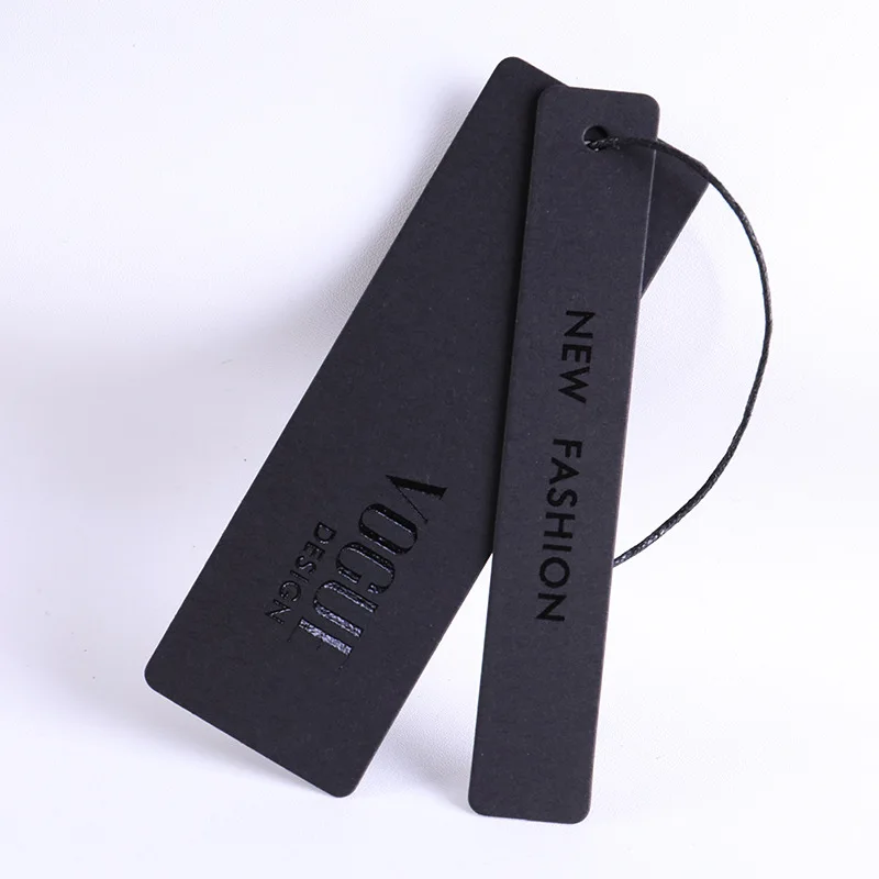 600gsm Black Cardstock UV Printed Hang Tags Set – Custom Blank Luxury Labels for Clothes Wholesale Brand Tag