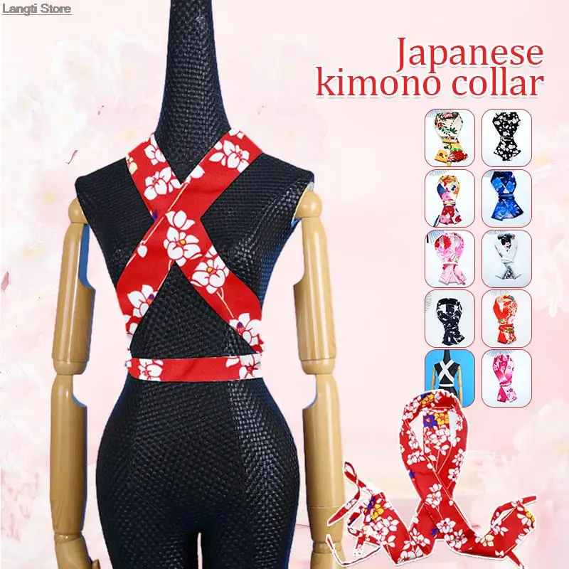 Colarinho feminino falso de quimono japonês, acessórios tradicionais japoneses de Yukata, decoração de suporte, forro de renda retalhos, verão