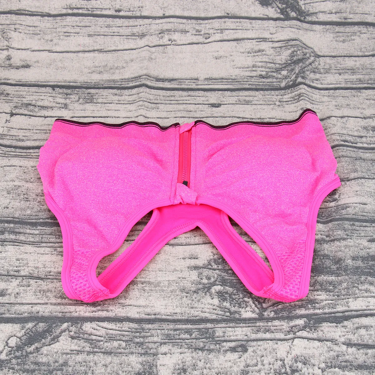 Women's Front Zipper Sports Bra Rose Red Size Xl Padded Push Up Wirefree Gym Fitness Running Shockproof Breathable Bra
