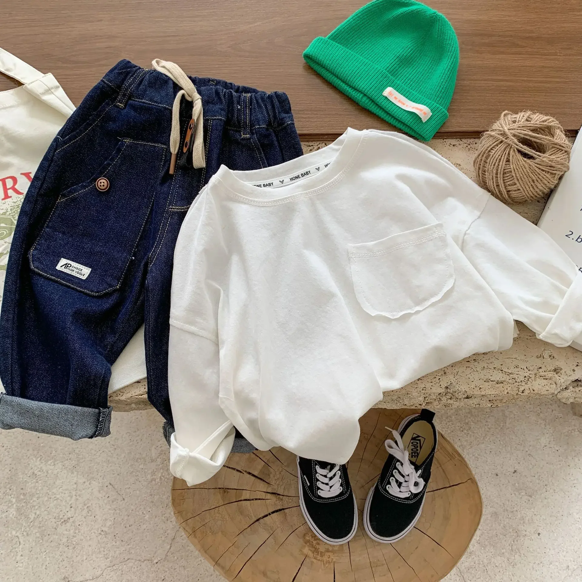 الفتيان الفتيات الأطفال قميص طويل الأكمام ملابس ربيع الخريف 2-7Y الاطفال القطن تي شيرت بلون عادية الأساسية قاع الأعلى #4