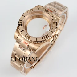 Rose Gold Watch Case 40mm Oyster Bracelet Watch Parts for SUB Yacht GMT NH34 NH35 NH36 movement 28.5mm dial Sapphire Glass Cases