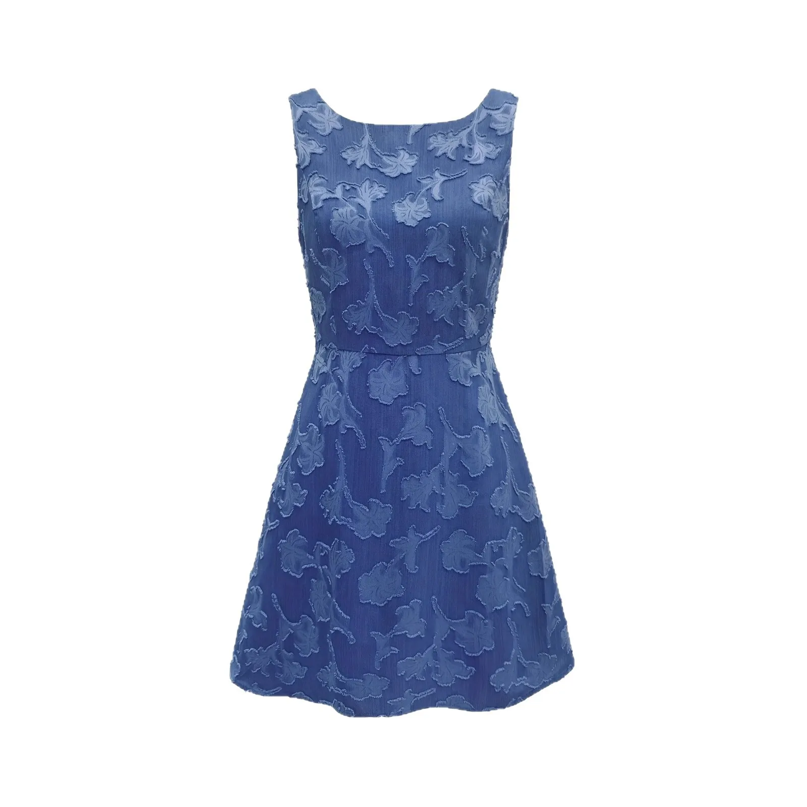 Women's Blue Jacquard Vest Dresses Fashion High-end French Summer Simple Sleeveless Mini Dress Temperament Lady Short Vestidos