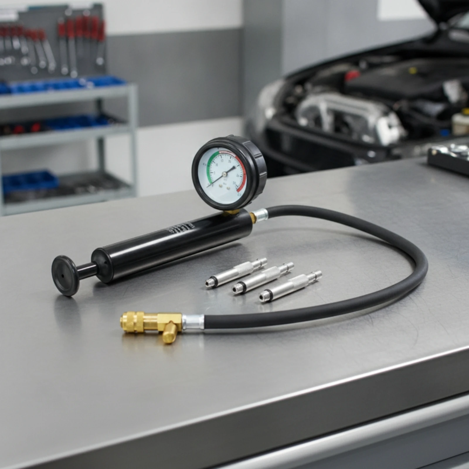 Lower Unit Pressure Tester with Adapters Manual Outboard Motor Leak Tester Leak Testing Kit with Hose Compact Diagnostic Tool