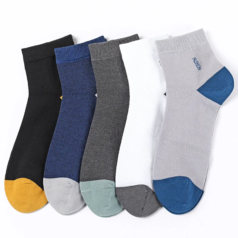 5 Pairs High Quality Summer Men's Mid Tube Socks Summer Mesh Cotton Deodorant Comfortable Sports Basketball Breathable Socks