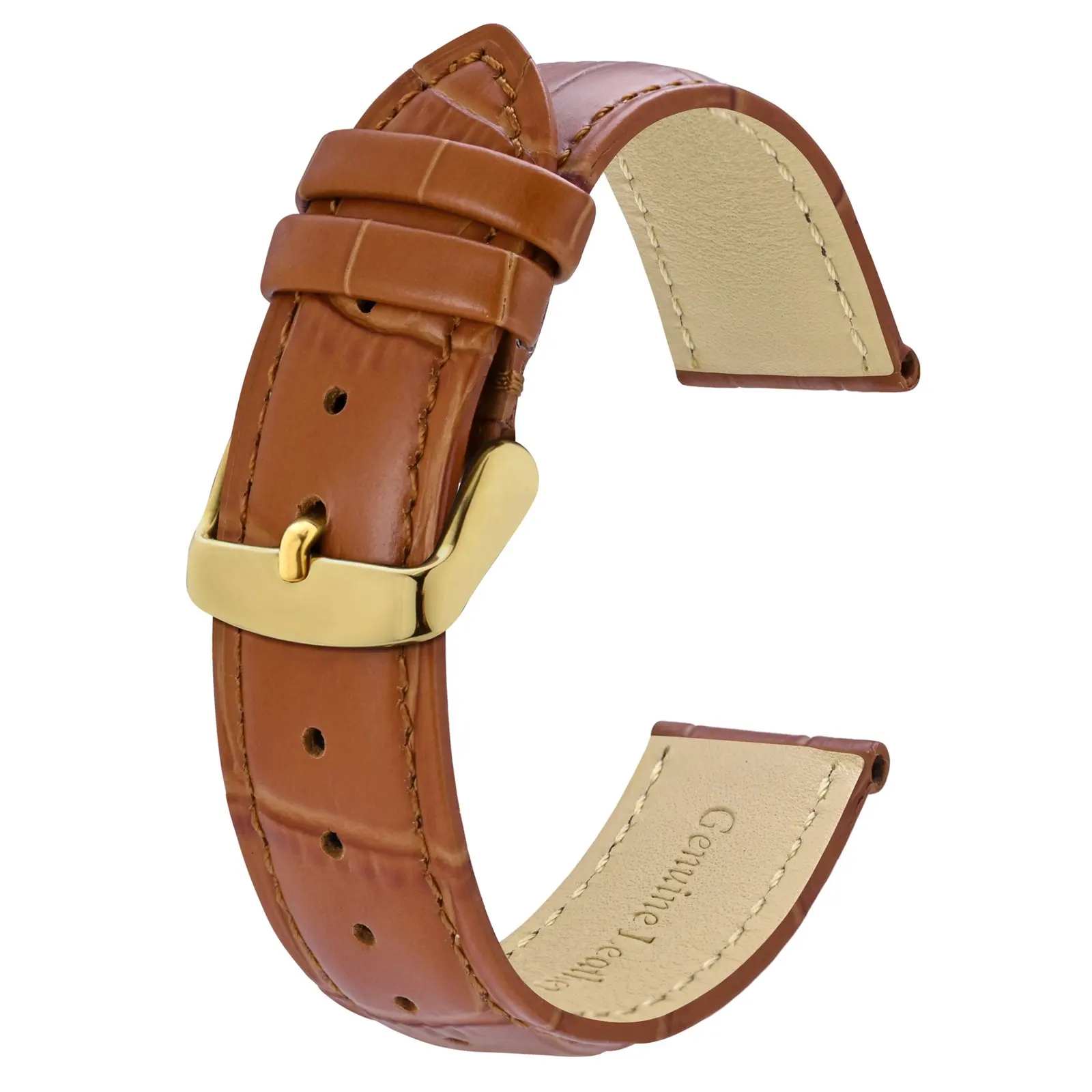 

BISONSTRAP Bamboo Texture Watch Strap 18/19/20/22/24/26mm Replacement Watch Band for Men， Gold、Black Stainless Steel Buckle