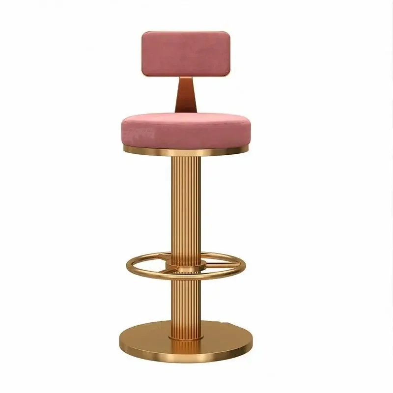 Iron Bar Chair Rotating and Liftable Home Backrest Light Luxury Bar Cashier High Stool Front Desk Home Kitchen Bar Chairs