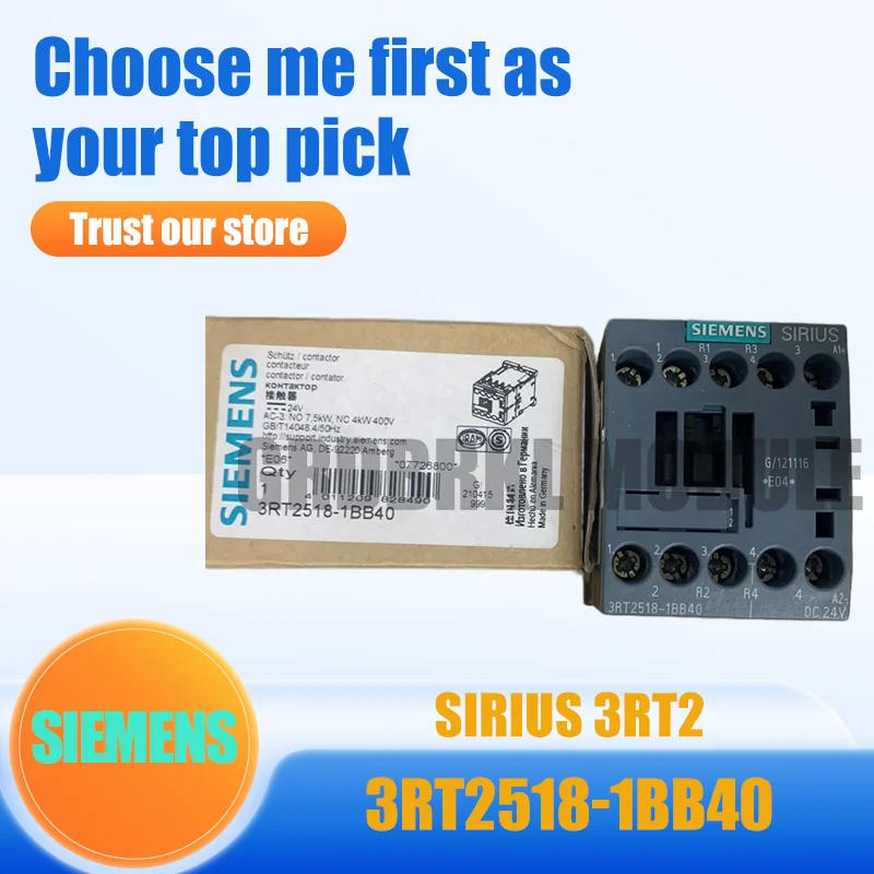Новый оригинальный силовой контактор SIEMENS 3RT2518-1BB40, 24 В постоянного тока