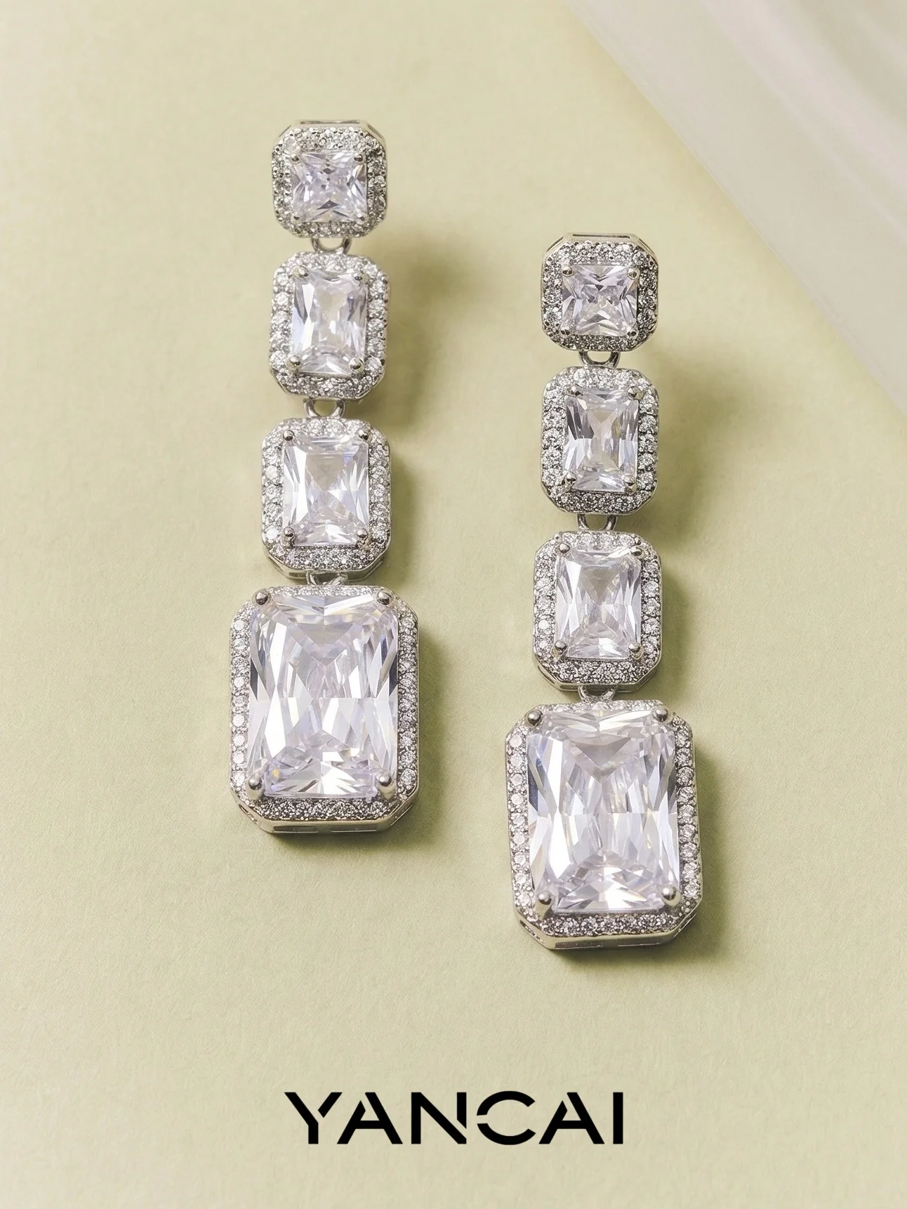 elegant-long-tassel-earrings-fashionable-white-crystal-women's-jewelry-square-face-performance-holiday-style-dangle-studs