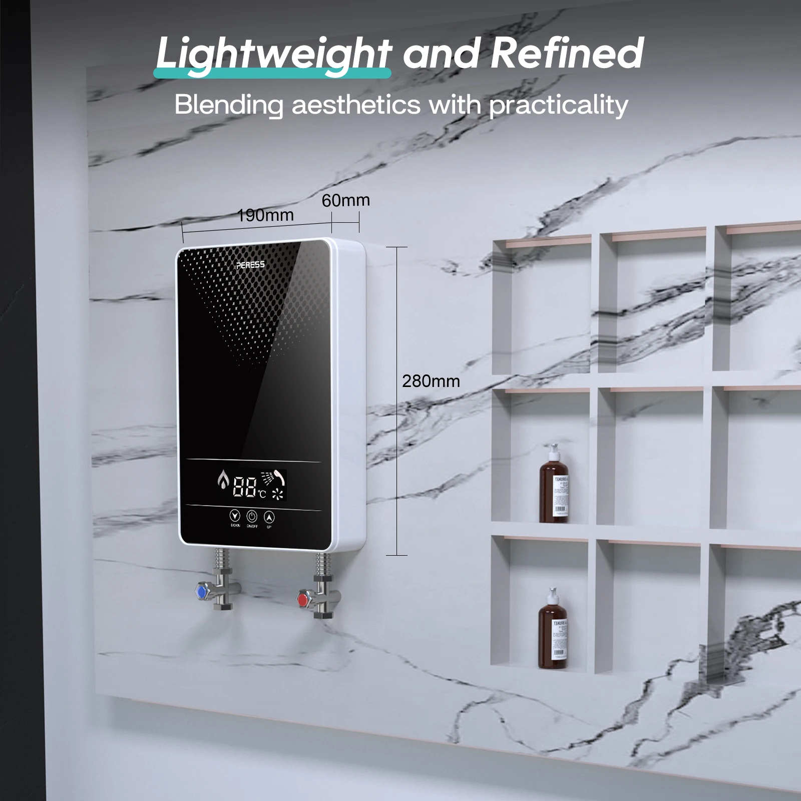 ทันทีไฟฟ้า Tankless เครื่องทําน้ําอุ่นห้องน้ําเครื่องทําน้ําอุ่น 220-240V 7000W อุณหภูมิ Automatica ในครัวเรือนโรงแรม