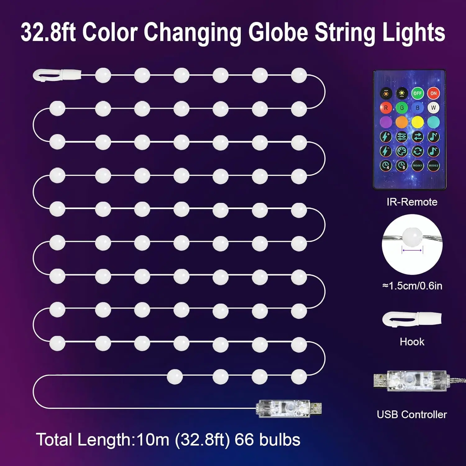 Christmas Decorations LED String Lights,Smart APP Remote Control RGB DIY 66LED Fairy Garland for Garden Yard Outdoor Xmas Gifts