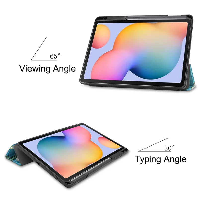 2020 2022 Casing untuk Galaxy Tab S6 Lite dengan Penahan Pena Penutup Lipat Tiga untuk Funda Samsung Galaxy Tab S6 Lite 10.4 S Casing Pena Tablet