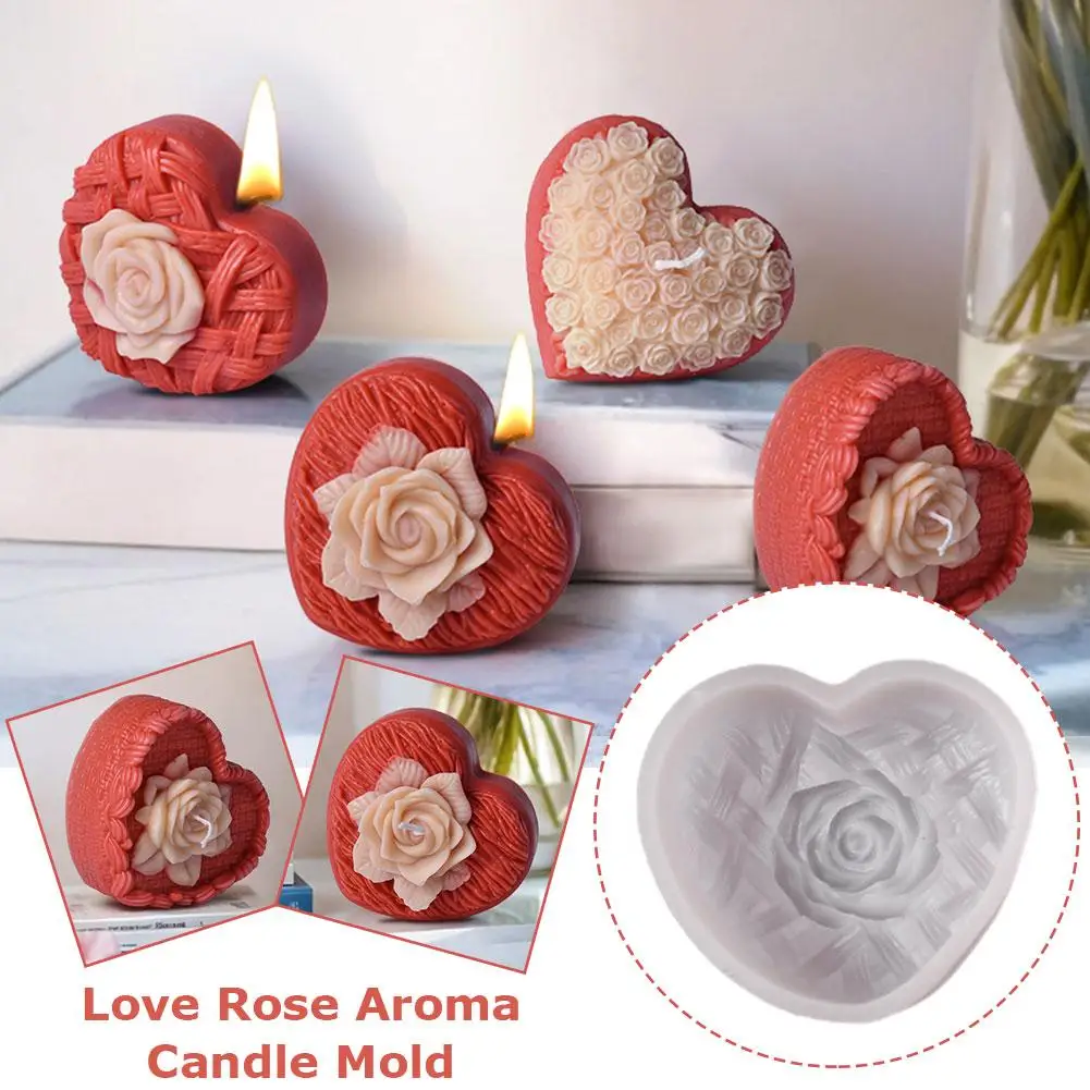 Woven Love Rose Aromatherapy Candle Mold Diy 2025 Valentine's Gift Creative Day Day Mold Heart-shaped Valentine's Silicone I1S6