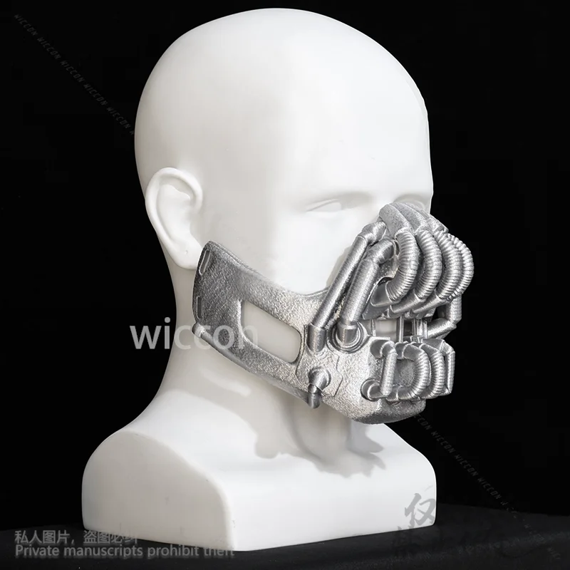Dark Anime Movie Knight Cosplay Bane Silver Skull 3D Polylactic Acid Mask Horror Halloween Christmas Party Man Cos Customized