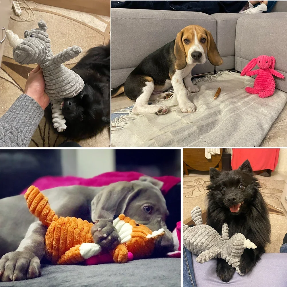 Peluş Köpek Oyuncak Hayvanlar Şekli Isırmaya Dayanıklı Cızırtılı Oyuncaklar Kadife Köpek Oyuncakları Küçük Büyük Köpekler için Yavru Evcil Hayvanlar