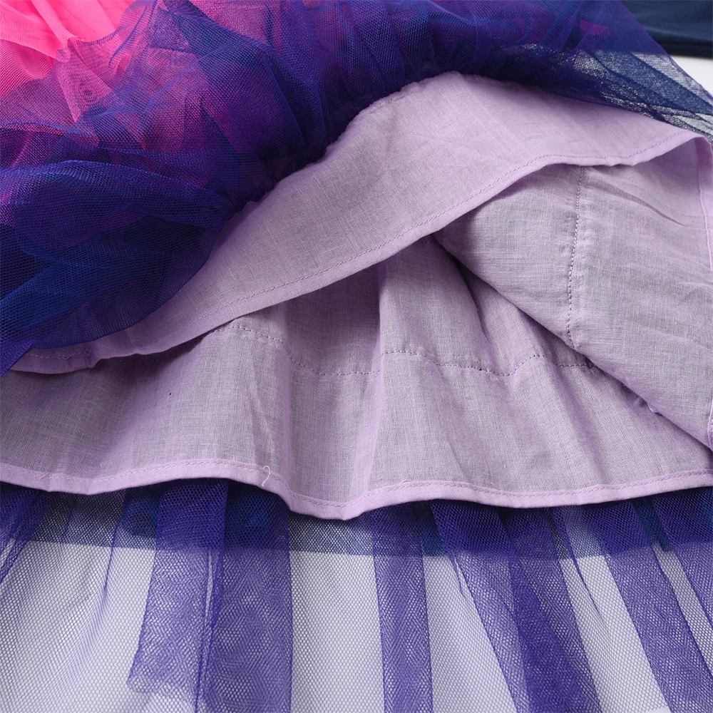 DXTON Baby Mädchen Baumwollkleider Frühling Herbst Kinder Langarm-Kleid Einhorn Kleinkind Festtags-Party Mehrlagiges Tüll-Kleid – Detail 6