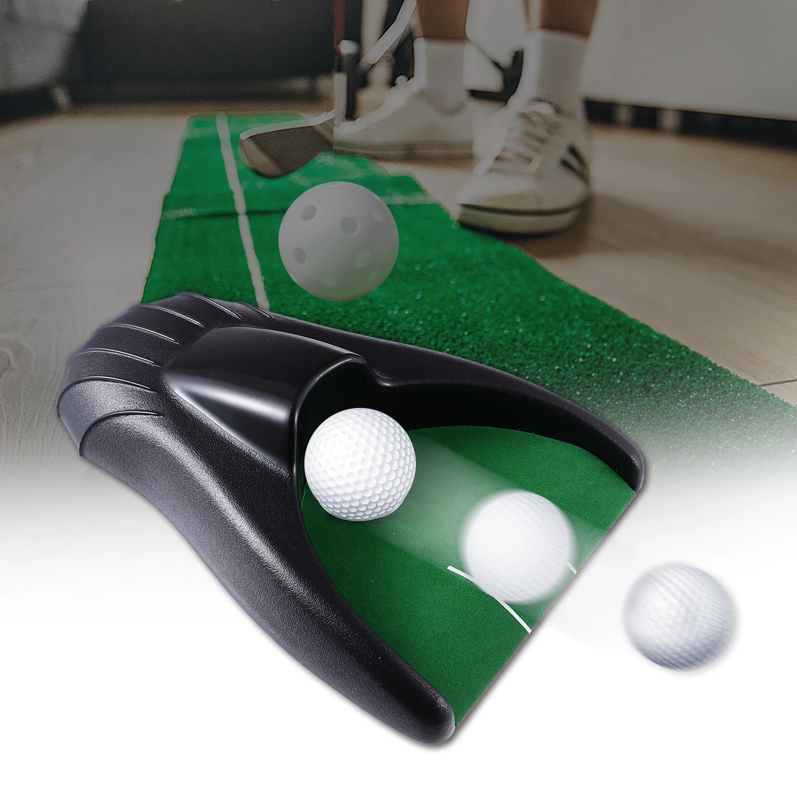 

Putting Cup Auto Ball Returner Parabolic Curve Design Indoor Outdoor Practice Automatic Golf Trainer Machine Golf Accessories
