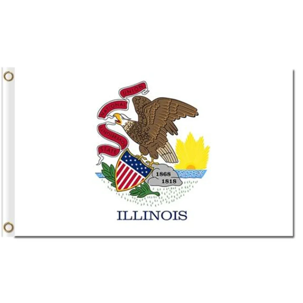 Illinois state flags state sovereignty national union banners 2X3FT WITH Imperial Flag