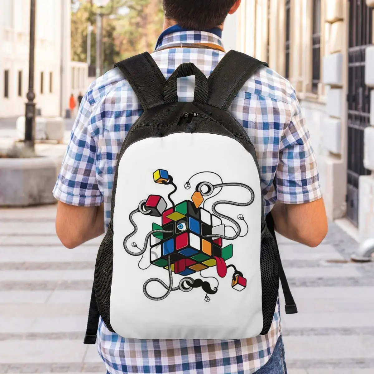 Rubix Rubiks Rubics Backpack Student Boys Girls BookBag School Bag Computer Shoulder Bags