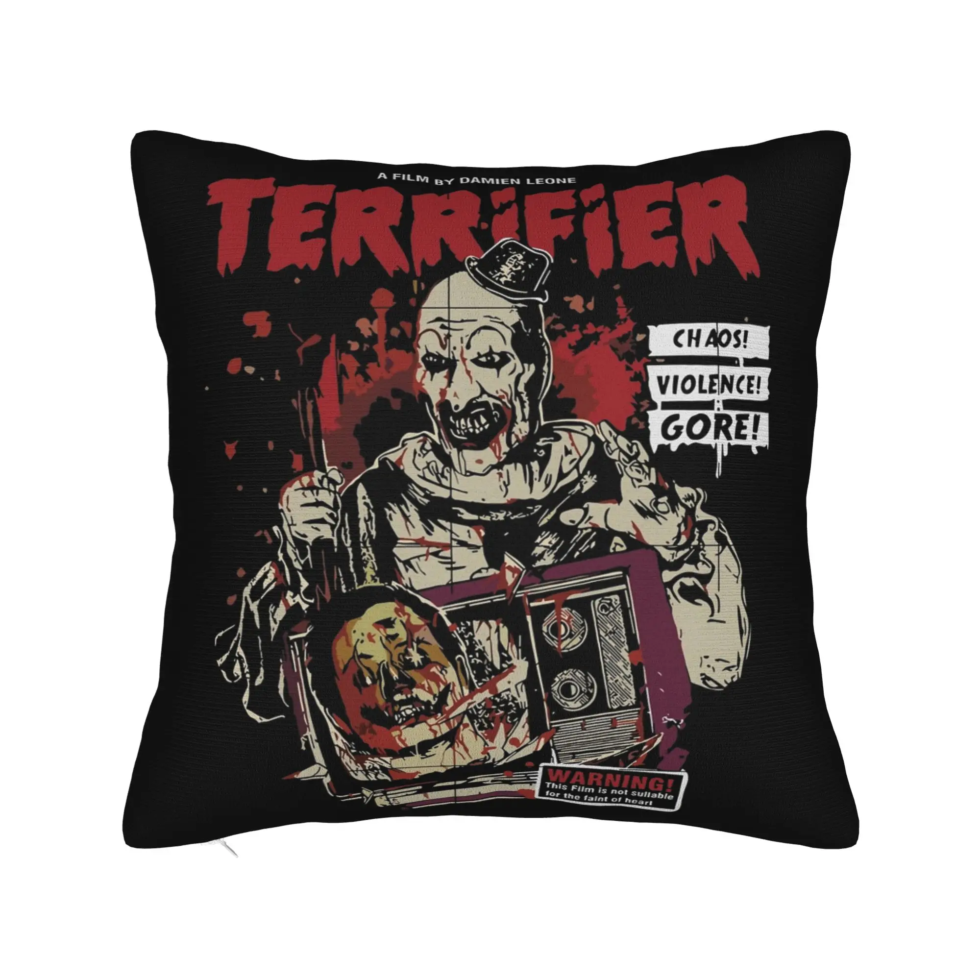 Terrifier Horror Movie Pillowcase Printed Polyester Cushion Cover Decorative  Throw Pillow Case Cover Car Square 18''